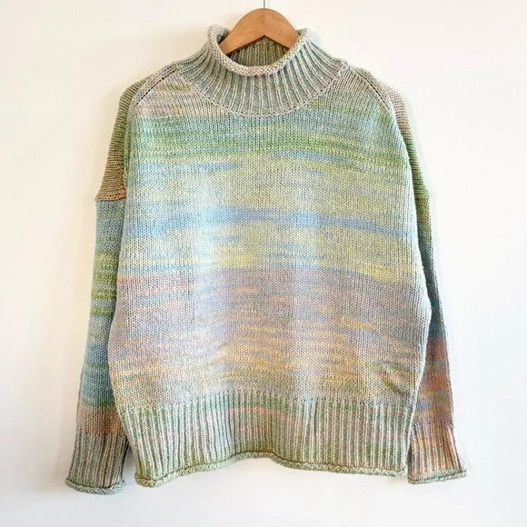 Anthropologie 525 America Space-Dye Mock-Neck Pastel Multicoloured Sweater - Picture 5 of 10